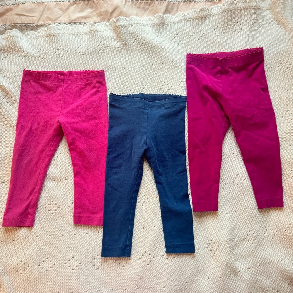 Tea Collection / Baby Girls Leggings / Pants 3-pack 9-12 months pink navy